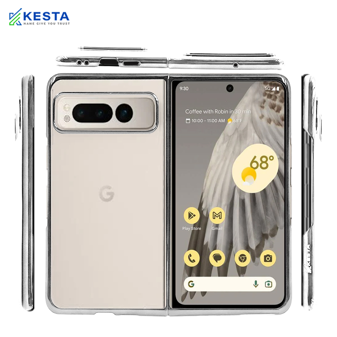 Google Pixel Fold Cover - Noble Silver Transparent Case (Powerfull Protection)